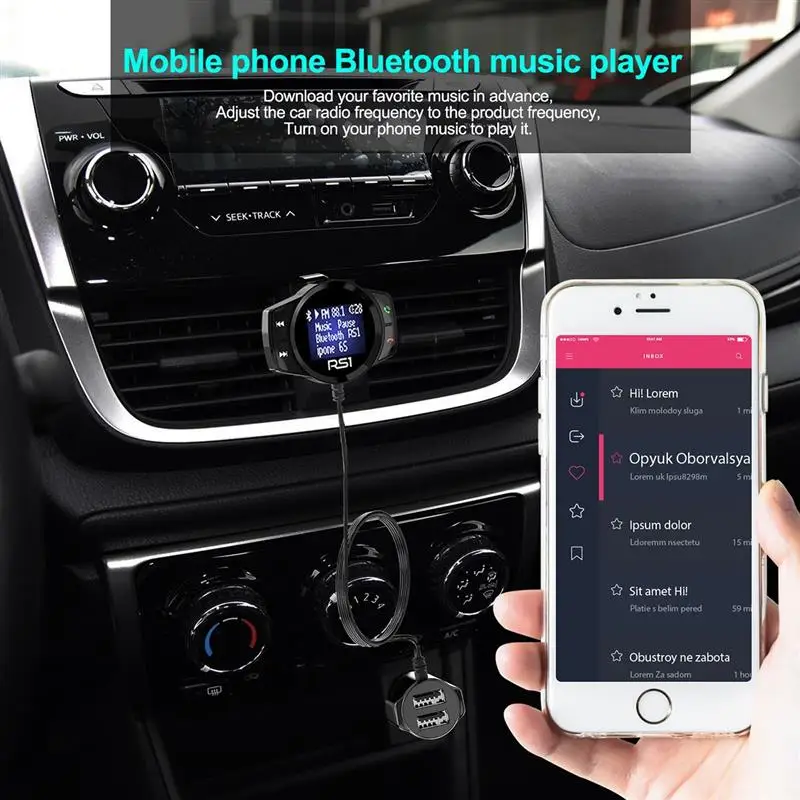 Автомобильный FM-трансмиттер Onever Bluetooth MP3 плеер FM-модулятор громкая связь двойной