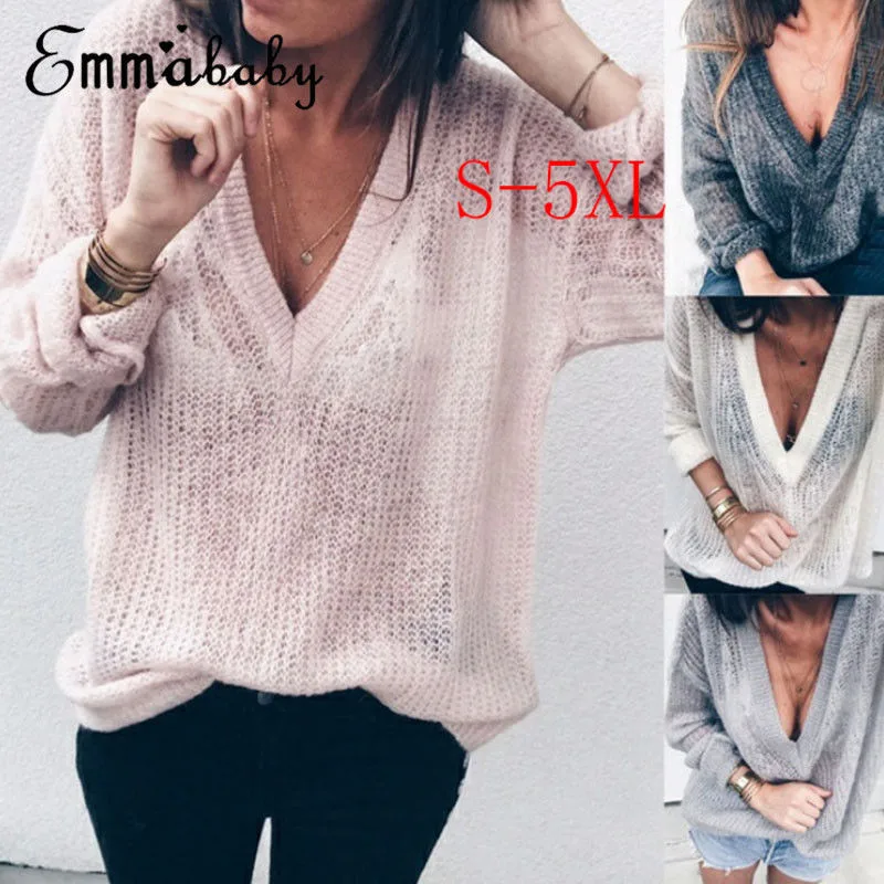 Fashion Causal Loose Solid Women Oversize Jumper Ladies Long Sleeve Knitted Baggy Sweater Tops Pullover Autumn Clothes | Женская одежда