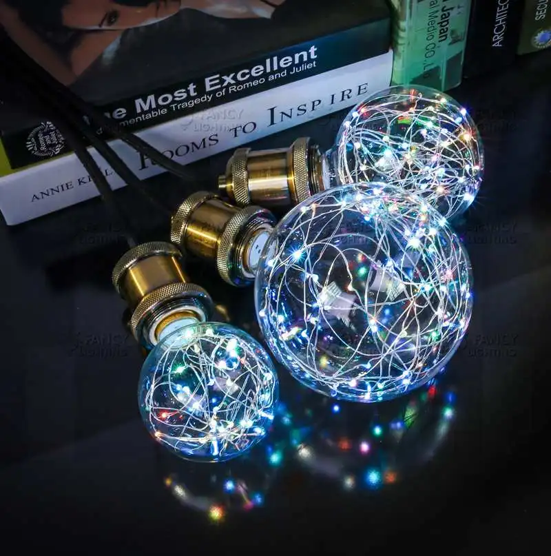 

AC85-265V E27 G80 G95 G125 RGB LED Holiday Christmas Fairy Wire Light Bulb LED Night Light Lamp for Decoration