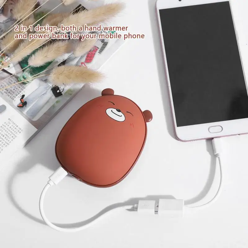 Портативный USB Перезаряжаемый обогреватель рук с мультяшными животными мини