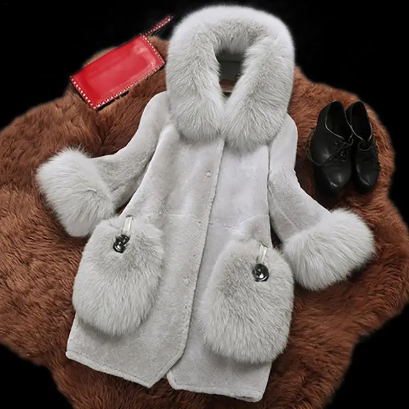 2018 Autumn Winter New popular Solid long faux fur coat Big collar Packet fashion Elegant Outwear Jacket | Женская одежда