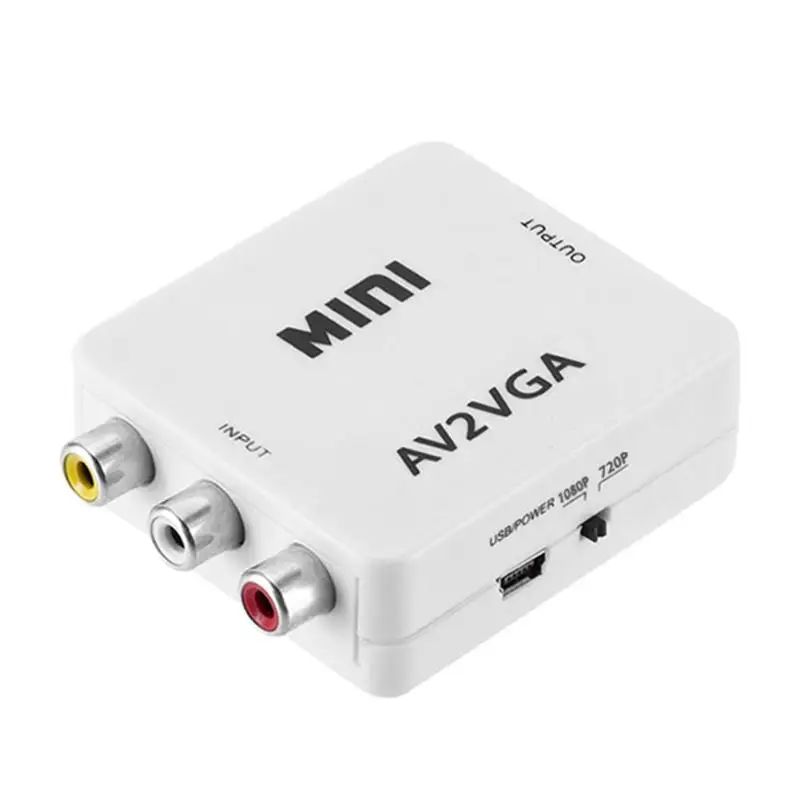 Mini HD AV2VGA Video Converter Box AV RCA CVBS to VGA HDTV Adapter for Set Top |