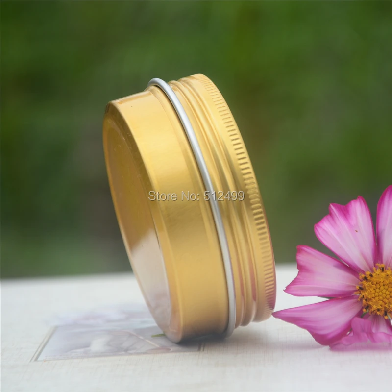 60g refillable box gold empty round aluminum metal tin cans golden bottle 60ml cosmetic cream DIY jar Aluminum Lipstick Pot | Красота и