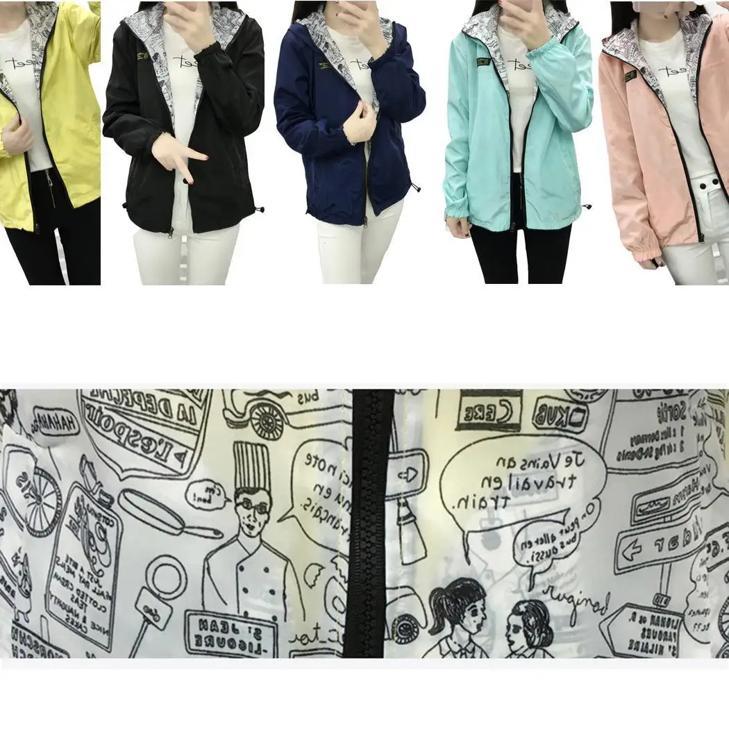 Women Fashion Casual Solid Double Side Zip Hooded Long Regular Sleeve Autumn/Spring Jackets Coat | Женская одежда