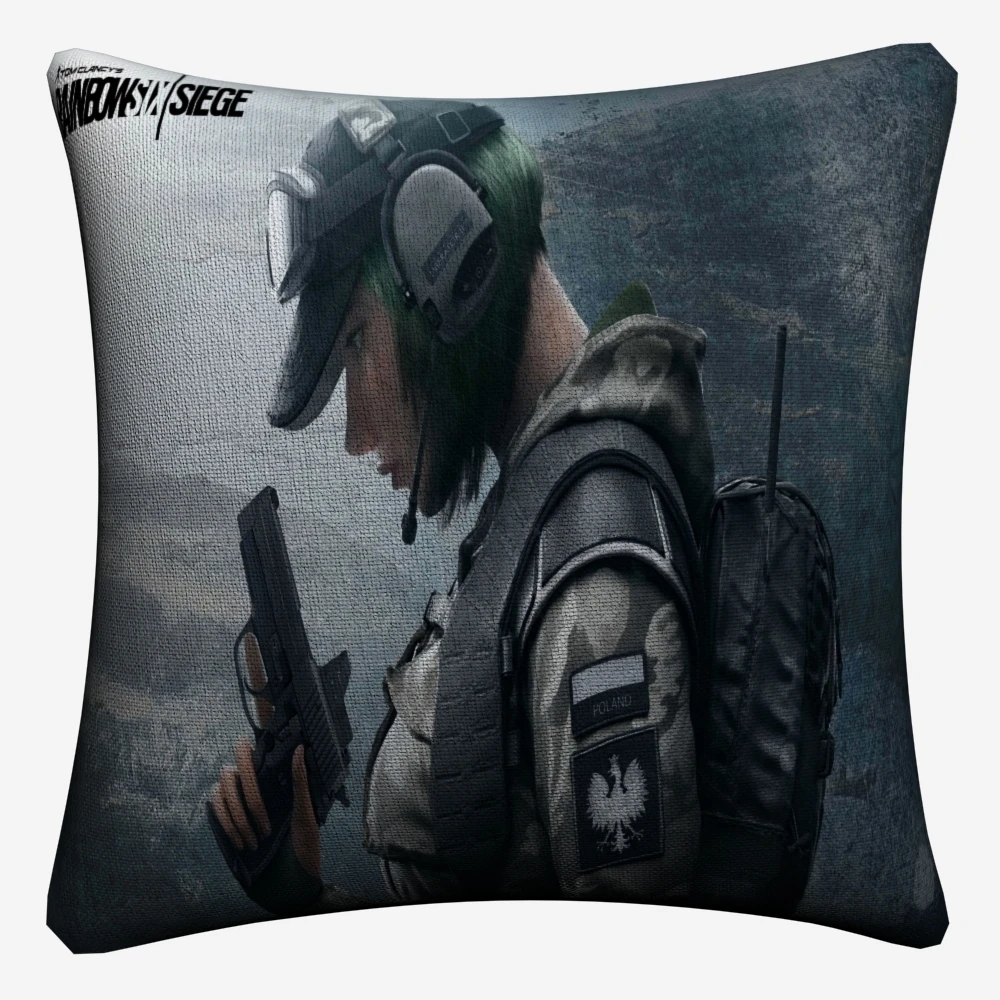 Декоративная льняная наволочка Rainbow Six Siege Tom Clancy для дивана 45x45 см чехол подушки