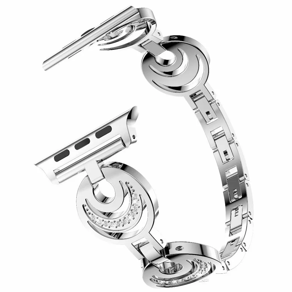 Ремешок из нержавеющей стали для Apple Watch 38 мм 42 40 44 бриллиантовый наручный браслет