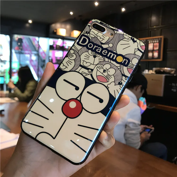 Doraemon узорчатый чехол для iPhone 6 6s 7 8 Plus Мягкий защитный X XS MAX XR TPU милые панели