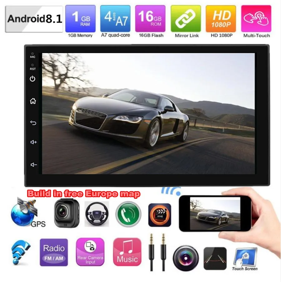 2DIN Android 8 1 1080P 7 &quotсенсорный экран встроенный в новейшей бесплатной Европейской