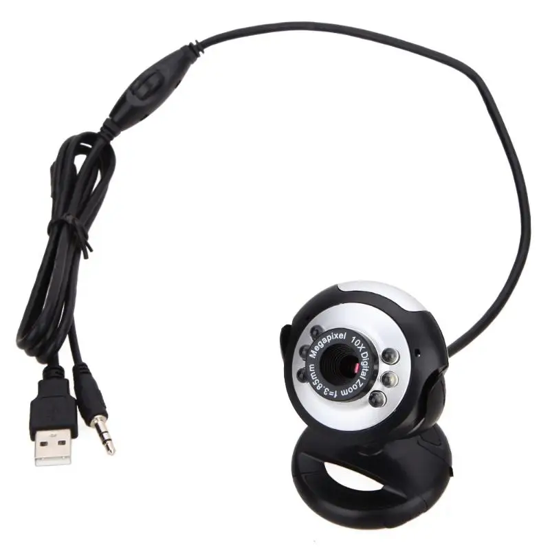 100% новый 0.5MP 6 LED USB веб-камера с микрофоном для Apple Mac OS PC Windows 98/ME/2000/XP/Vista (32-бит)/Win7
