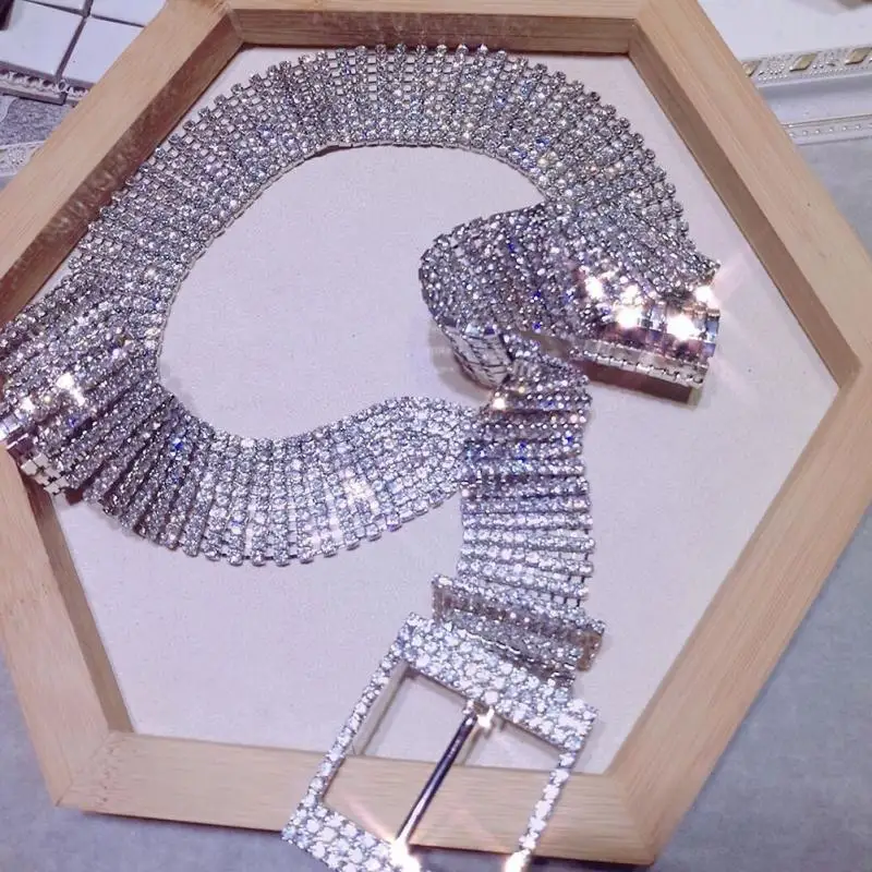 Женский пояс цепочка на талию украшенный кристаллами и бриллиантами Роскошные