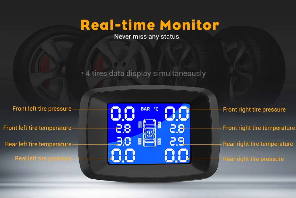 Умная Автомобильная TPMS DC 5V система мониторинга давления в шинах реальном времени