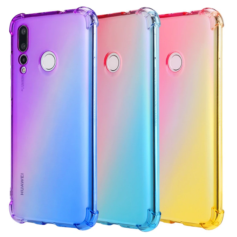 Силиконовый чехол с градиентом для Huawei Honor X 8A 20i 9N V20 10 Lite прозрачный