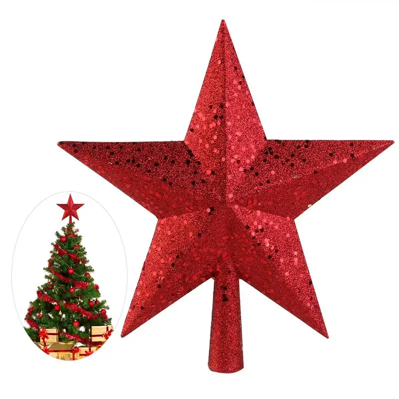 NICEXMAS 9 дюймов Красная звезда Рождественская елка Топпер сверкающие сокровища