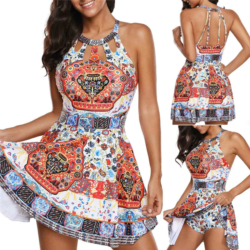 Женский купальный костюм танкини с высокой талией пляжная одежда Ретро стиль