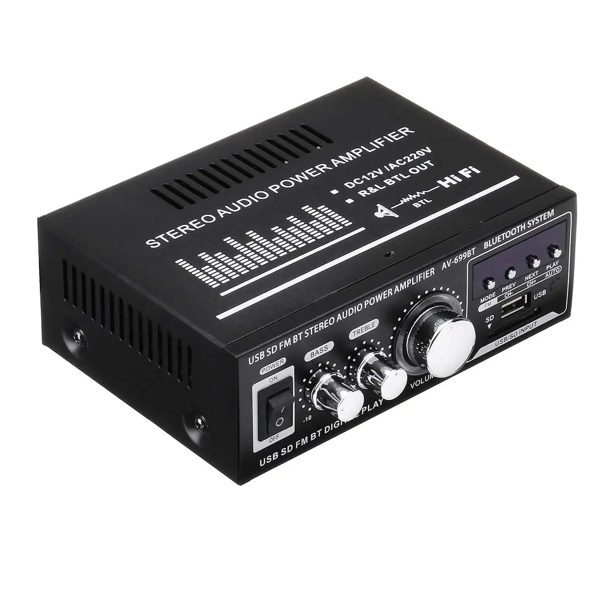 Lepy 12 В/220 В 400 Вт 2 канала Bluetooth Hifi стерео усилитель USB SD FM радио мощности