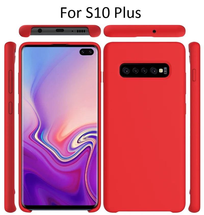 Жидкий силиконовый чехол для Samsung Galaxy S10 Plus мягкий гелевый резиновый