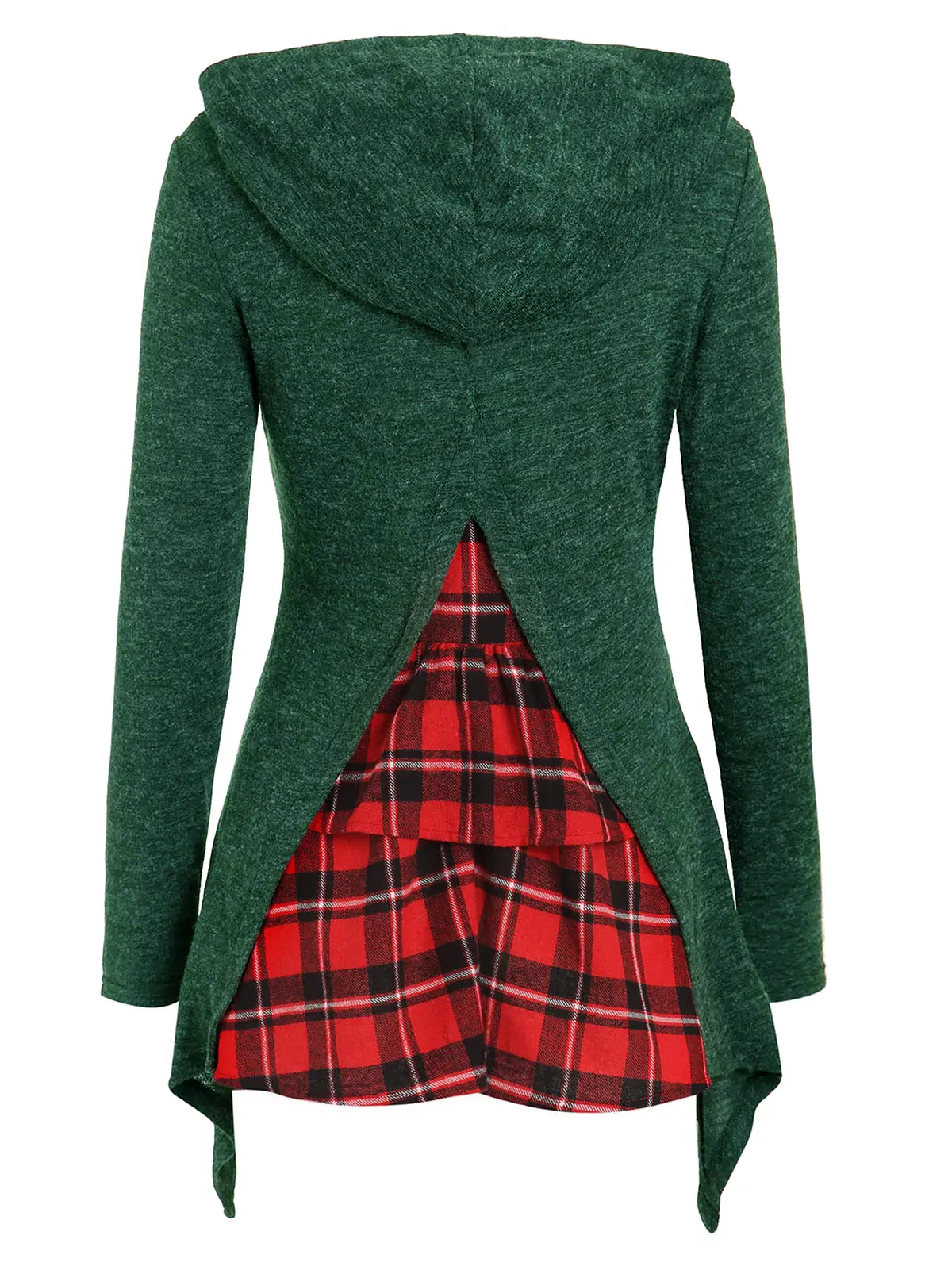 Женский трикотажный пуловер с длинным рукавом и капюшоном Wipalo Tartan Осенний