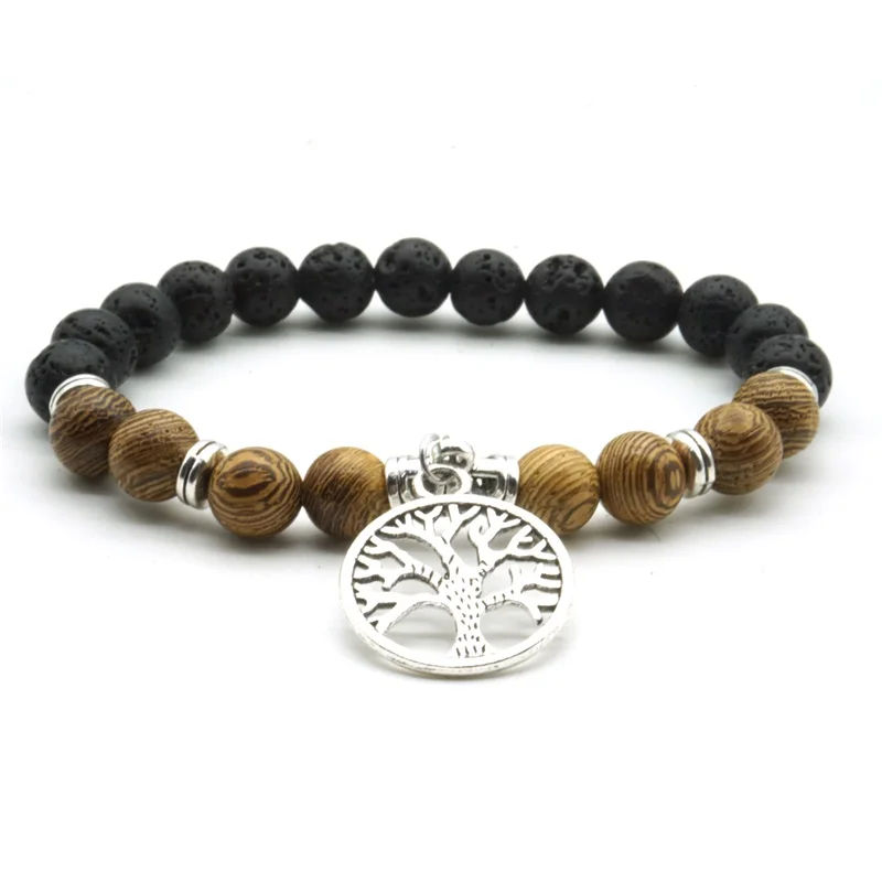 Деревянные бусины 8 мм Лава камень Древо Жизни 7 Чакра лечебный баланс