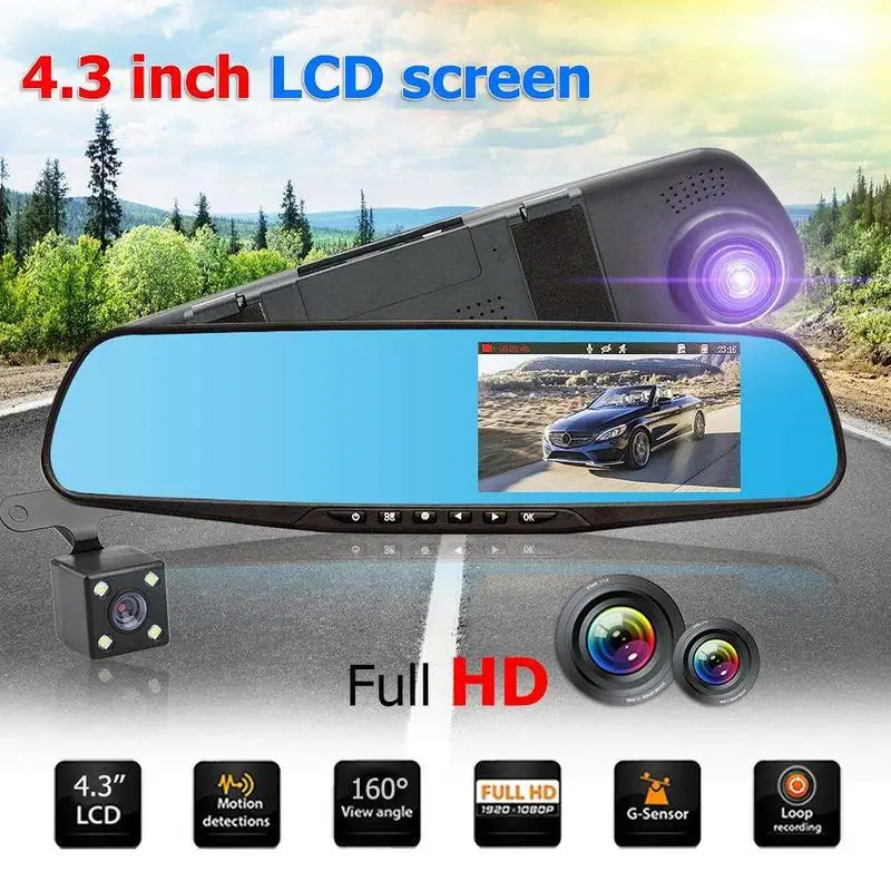 Quelima 4 дюйма TFT двойной Лен HD Автомобиль SUV DVR видео тире камера 1080P