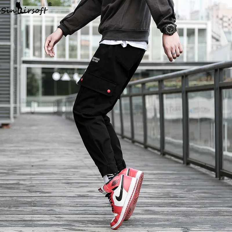 SINAIRSOFT мужские свободные брюки с эластичной резинкой на талии Японская уличная