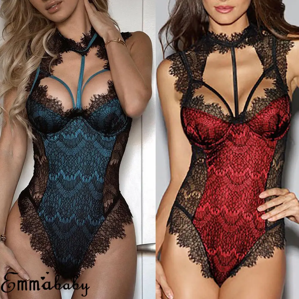 

Womens Sexy porno Bodysuit Elegant Lace body sexy hot erotic Catsuit pole dance Nightwear lenceria femenina