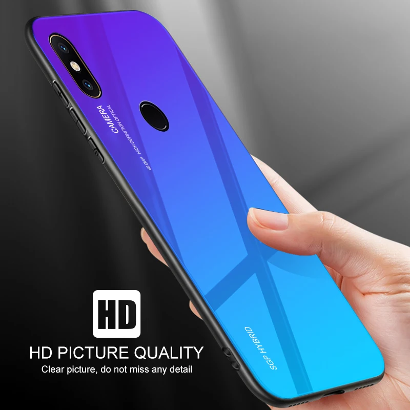 Gradient glass case on for xiaomi mi 9 8 lite light cover ksiomi xiomi pocophone f1 cases redmi note 7 not7 copue |