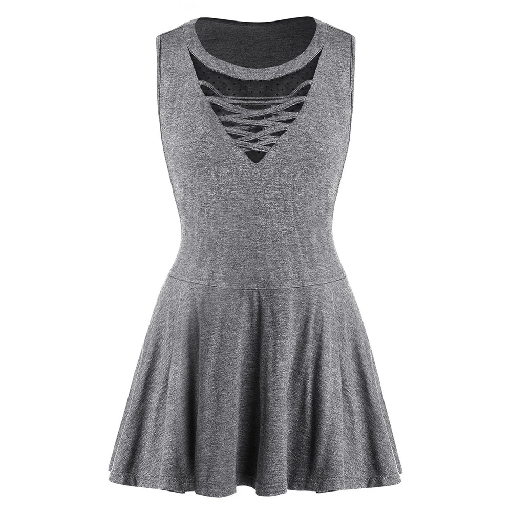 Plus Size Criss Cross Peplum Women Tank Top | Женская одежда