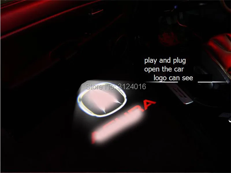 2 шт. X привидение тень светодиодная дверь логотип лазер для Acura TLX RLX MDX ZDX Civic