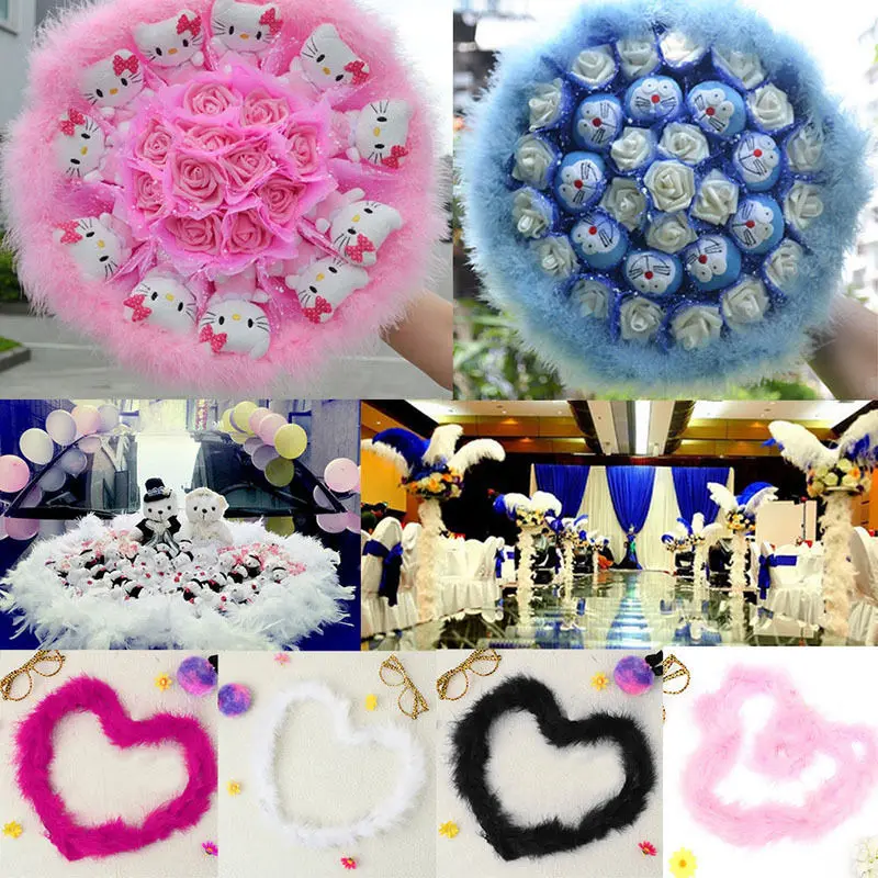 2 м пушистые перья полосы боа из пера индейки для костюма Ночное платье на свадьбу