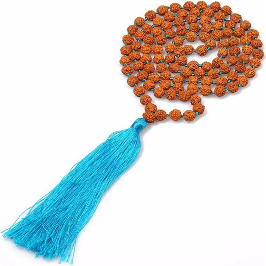 8 мм 108 Rudraksha кисточкой конт ожерелье духовность ручной работы счастливое