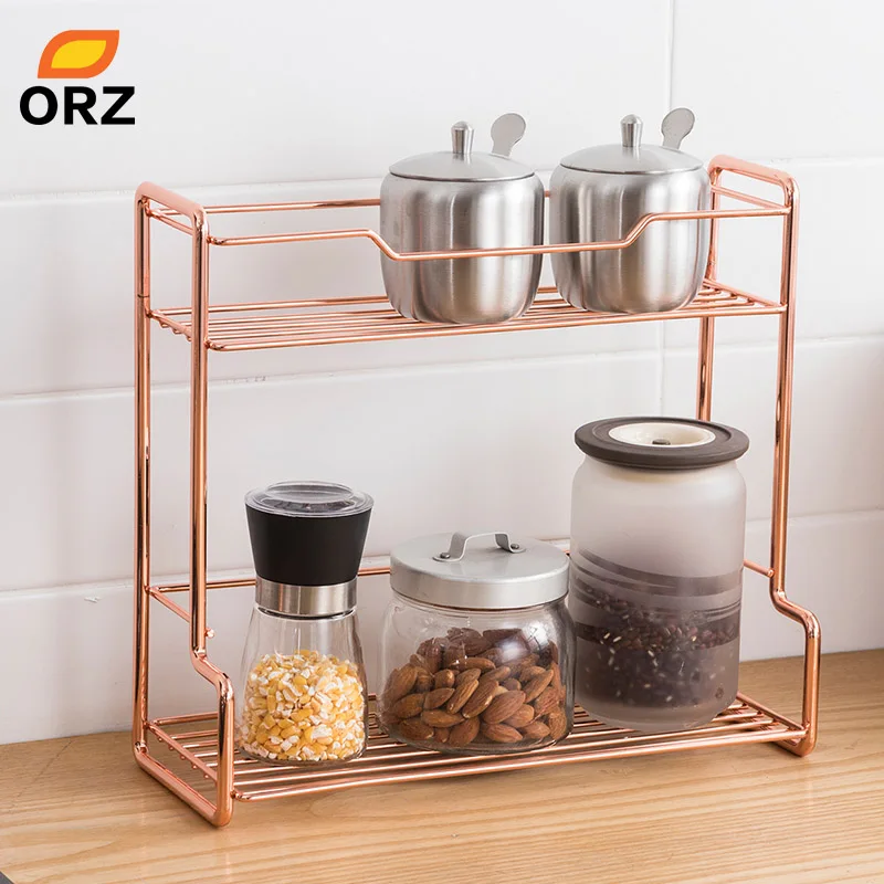 ОРЗ 2 уровня полки Кухня для хранения специй банку держатель стойки розовое