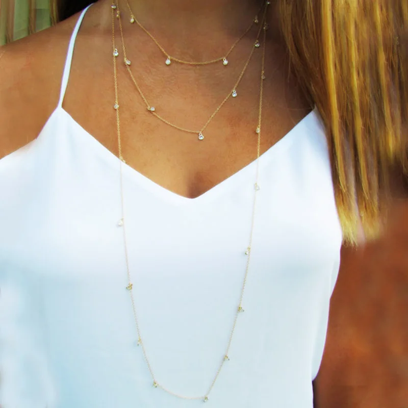 1 шт. Золотой Модный Ювелирный свитер с длинной кисточкой изящные стразы простой