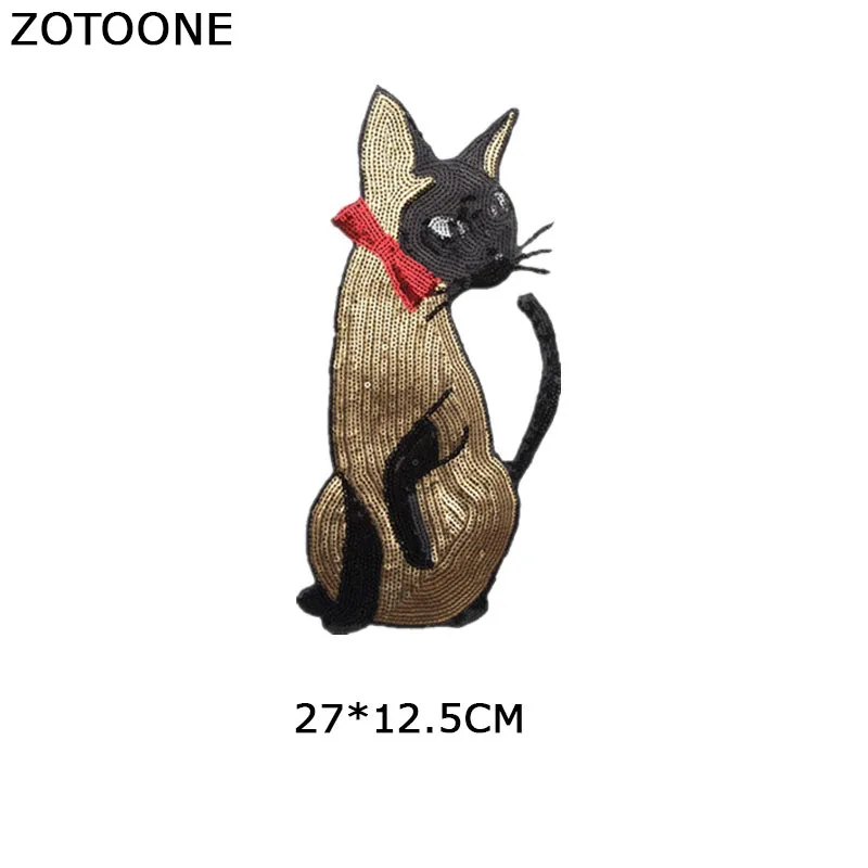 ZOTOONE Cute Cartoon Bow Cat Sequin Patches for Clothing Iron on Large Applique Clothes Parent-child Couple Gift | Дом и сад