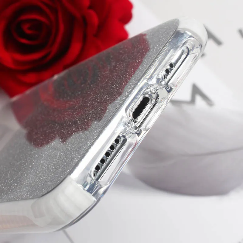 Чехол для телефона с блестками в полоску Etui чехол iPhone X XS MAX 8 7 Plus амортизационный