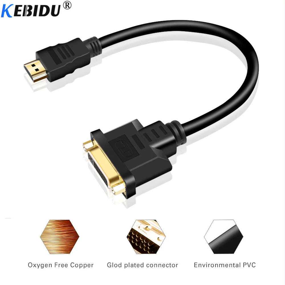 Адаптер HD 1080P HDMI совместимый адаптер штекер DVI 24 + 5 гнездовой конвертер кабель 2