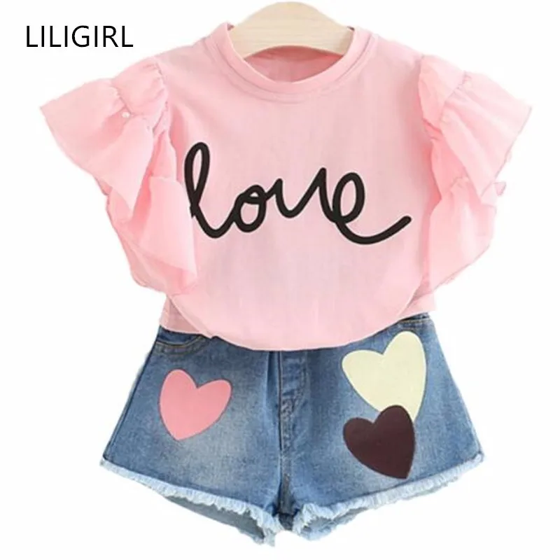LILIGIRL/одежда с расклешенными рукавами для маленьких девочек Новая детская