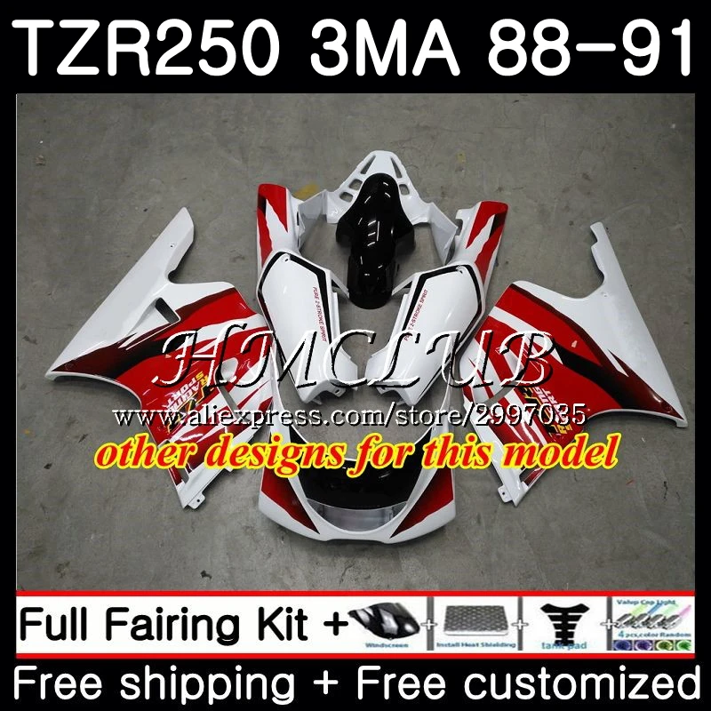 Корпус обтекателя Для YAMAHA красный белый цвет Φ 3MA TZR 250 1988 1989 1990 1991 5HC.10 TZR250RR TZR250 RS RR