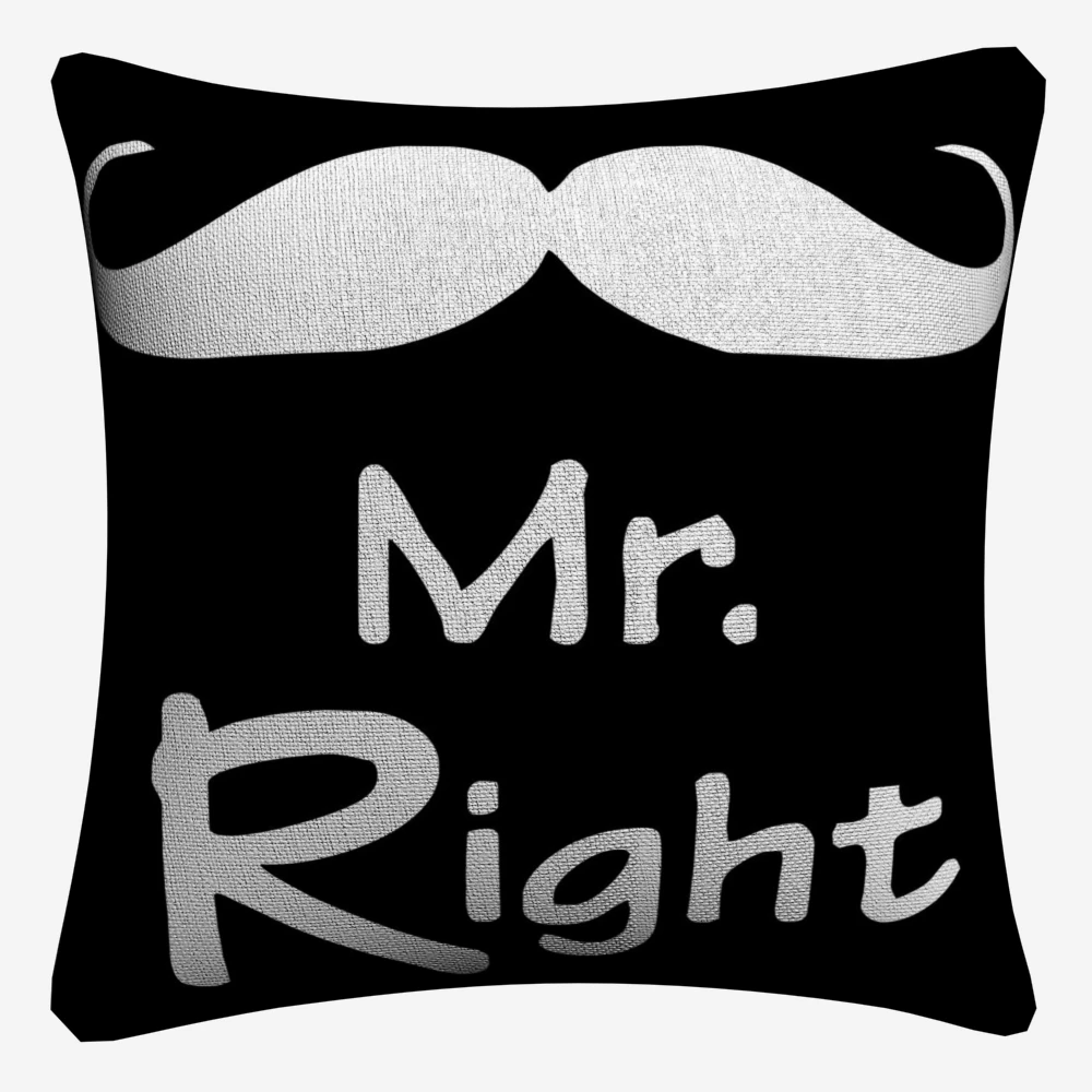 Mr. Right Mrs всегда прав декоративная льняная Наволочка на подушку подушка чехол для