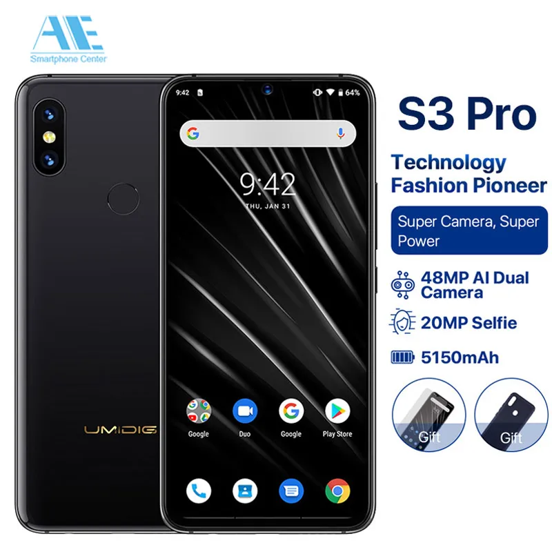 UMIDIGI S3 PRO Android 9 0 48MP + 12MP 20MP AI камера 5150 мАч 128 ГБ 6 3 дюйма FHD NFC керамический капля