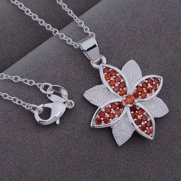 An1003 Hot 925 Sterling Silver Necklace Fashion Jewelry Pendant Red Petal /hogaqfna Bssakjza | Украшения и аксессуары