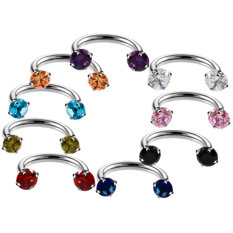 16G CZ обруч для подковы Daith Helix Septum носа ушей бровей сосков хрящей колец из