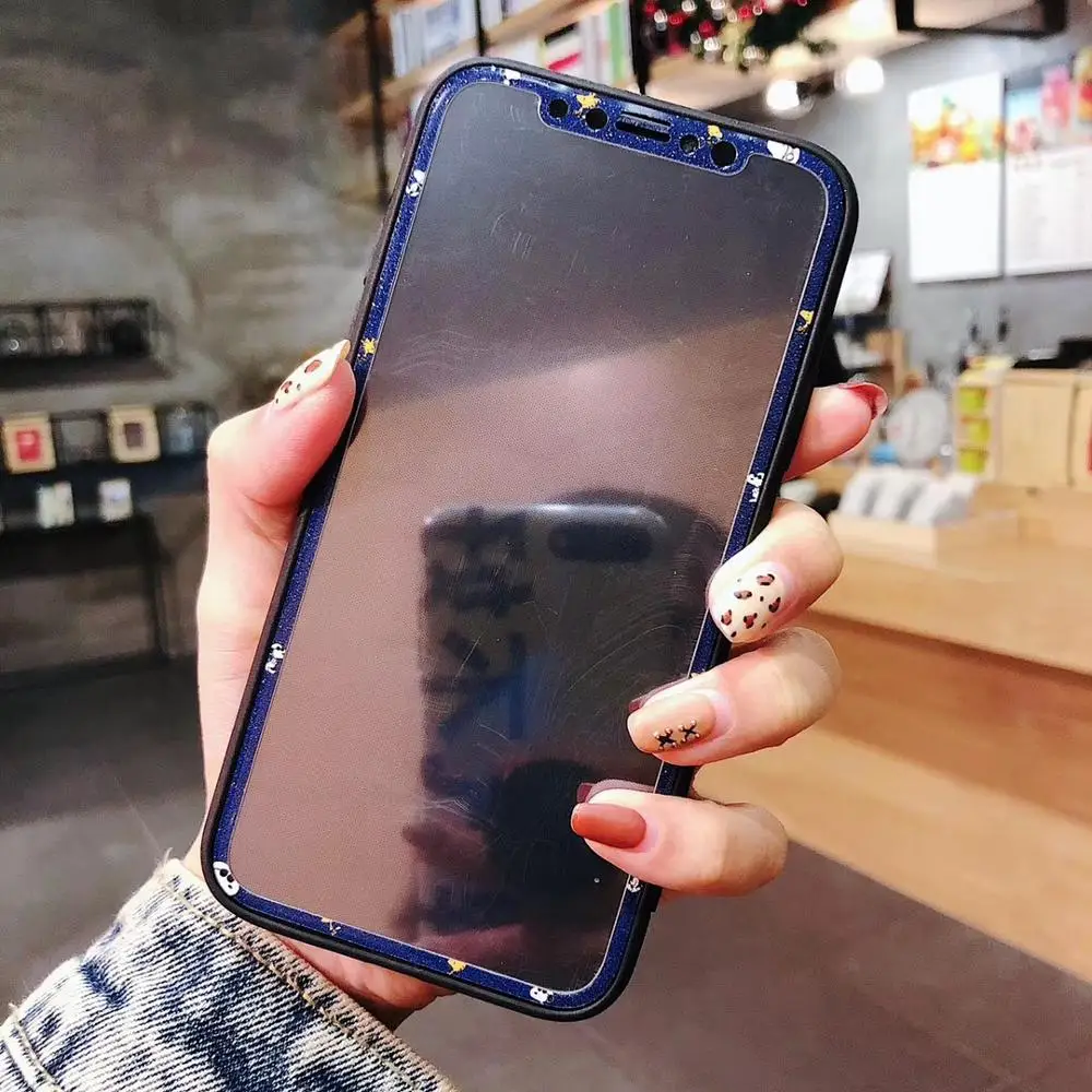 Для iPhoneX Xs 10 мультфильм Disny кошка собака блеск глянцевый мягкий край передний