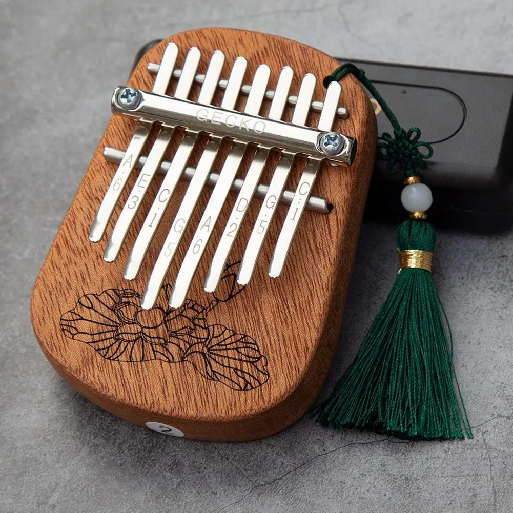 GECKO 8 tasti Mini Kalimba africano canfora legno mogano pollice pianoforte dito tastiera a percussione strumento musicale Mbira Sanza