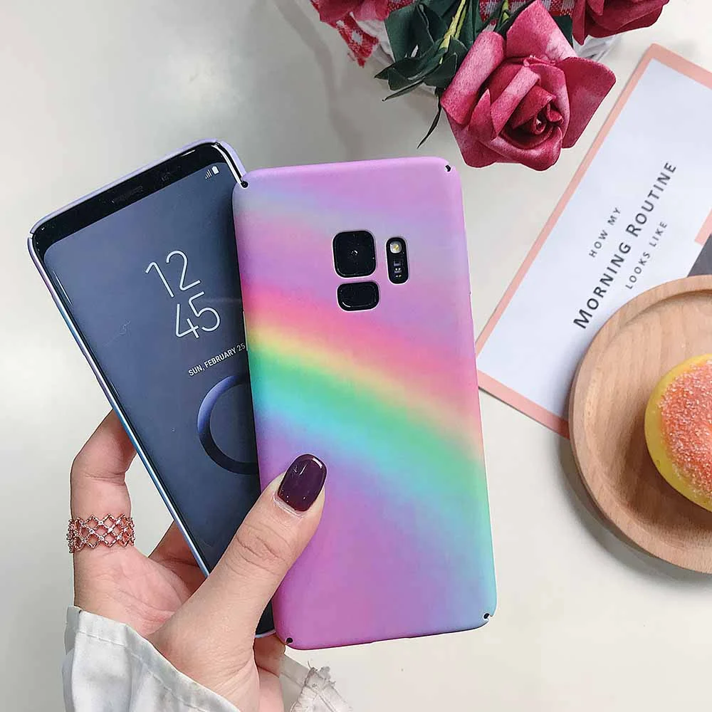 Чехол для телефона KISSCASE с радужным узором Samsung S9 S8 Plus жесткий пластиковый чехол