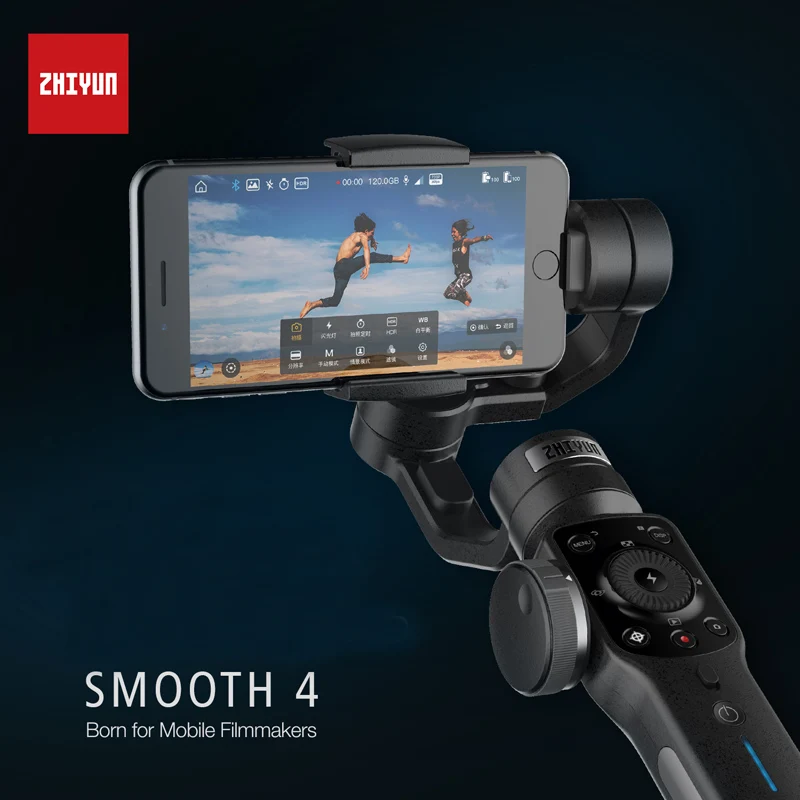Zhiyun Smooth 4 бесщеточный 3 осевой ручной шарнирный стабилизатор для камеры iPhone X 8 Plus 7