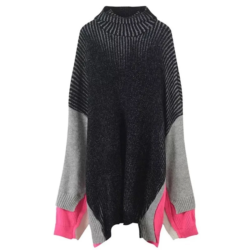 CHICEVER 2019 New Patchwork Vintage Sweater For Women Tops Hit Color Ruffles Pullovers Female Top Jumper Clothes Fashion Korean | Женская