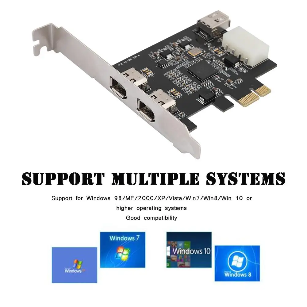 PCI E 1X в 3 портовый 1394A (2 из 1) Riser Card 800 Мбит/с Карта видеозахвата для
