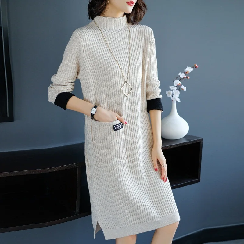 Autumn And Winter Overknee Knitting Dress Upper Garment Woman New Pattern | Женская одежда