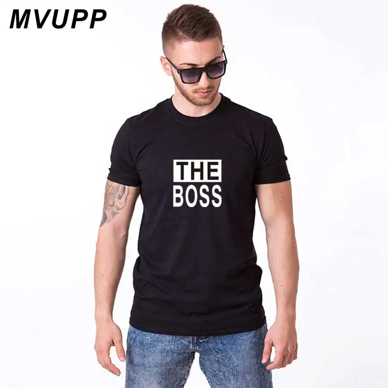 Новинка 2019 модные черные парные футболки с надписью Boss для влюбленных Женская