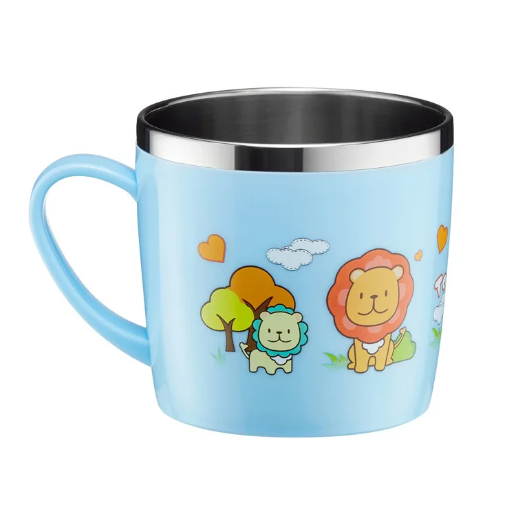 304 Stainless Cartoon Children Glass Heat Insulation Guard Against And Foreign Two Layer High Temperature Resistance Water Cup | Дом и сад